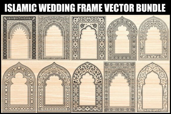 Download Islamic Wedding Arch Frame Vector Set - Premium Resources